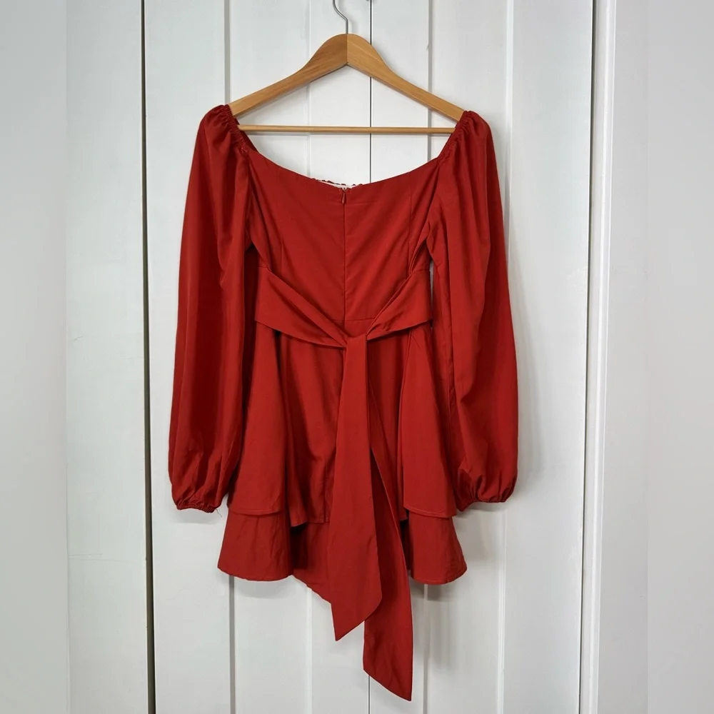 Rustic Orange Romper, Bubble Sleeves, S - Picture 5 of 6